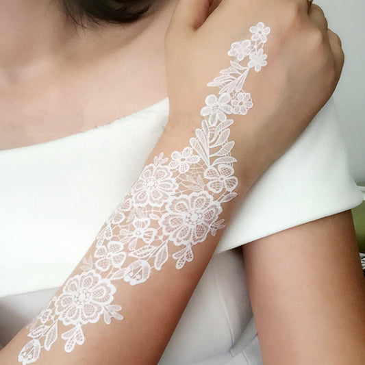 Elegant White Lace Tattoo Stickers 3 PCS Set