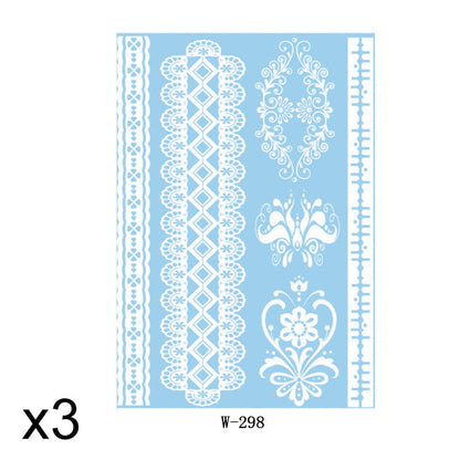 Elegant White Lace Tattoo Stickers 3 PCS Set
