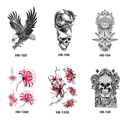 6pcs Waterproof Realistic Temporary Tattoo Stickers