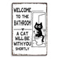 Cute Cat Bathroom Decor Sign